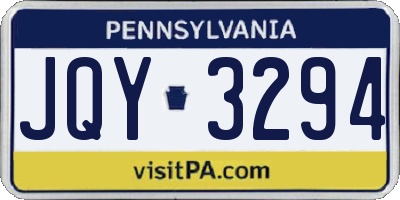 PA license plate JQY3294