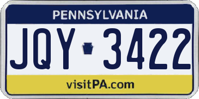 PA license plate JQY3422