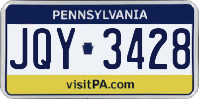 PA license plate JQY3428