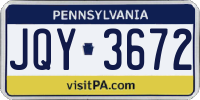 PA license plate JQY3672