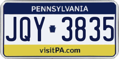 PA license plate JQY3835