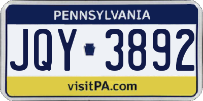 PA license plate JQY3892