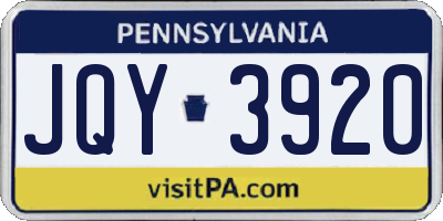 PA license plate JQY3920