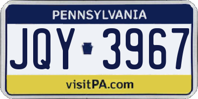 PA license plate JQY3967