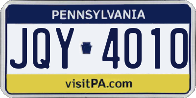 PA license plate JQY4010
