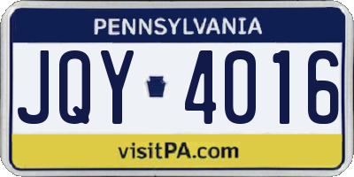 PA license plate JQY4016