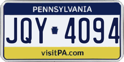 PA license plate JQY4094
