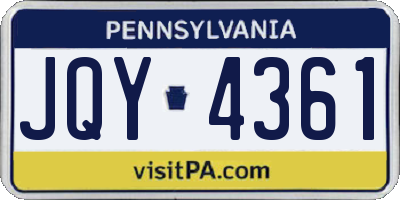 PA license plate JQY4361