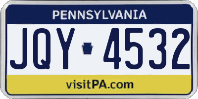 PA license plate JQY4532