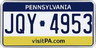 PA license plate JQY4953