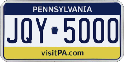 PA license plate JQY5000