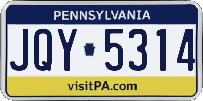 PA license plate JQY5314