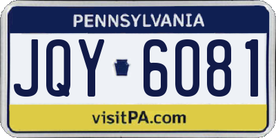 PA license plate JQY6081