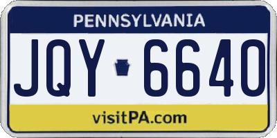 PA license plate JQY6640