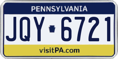 PA license plate JQY6721
