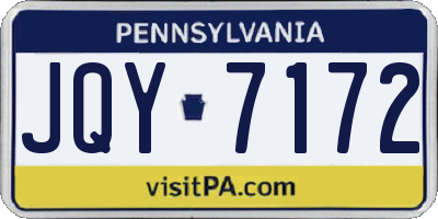 PA license plate JQY7172