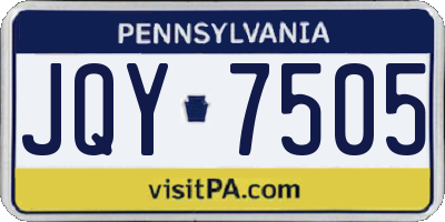PA license plate JQY7505