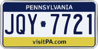 PA license plate JQY7721