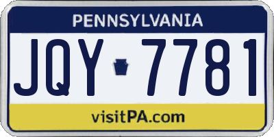 PA license plate JQY7781