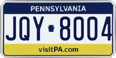 PA license plate JQY8004