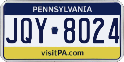 PA license plate JQY8024