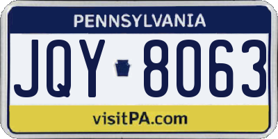 PA license plate JQY8063