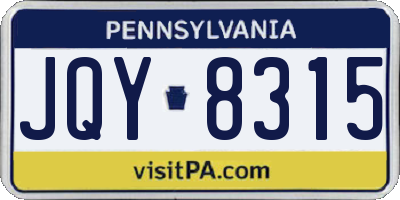 PA license plate JQY8315