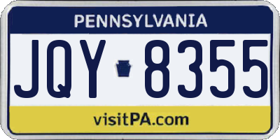 PA license plate JQY8355