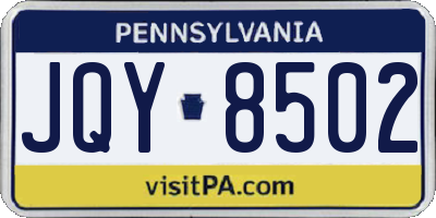 PA license plate JQY8502