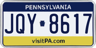 PA license plate JQY8617