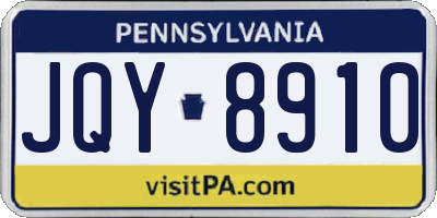 PA license plate JQY8910