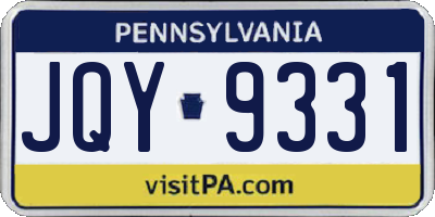 PA license plate JQY9331