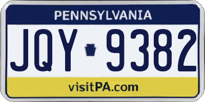 PA license plate JQY9382