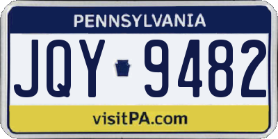 PA license plate JQY9482