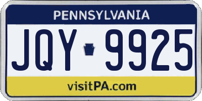PA license plate JQY9925