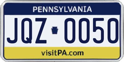 PA license plate JQZ0050