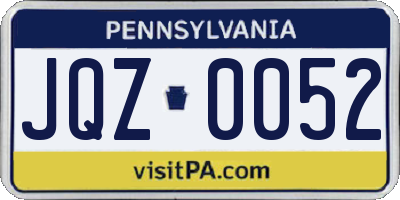 PA license plate JQZ0052