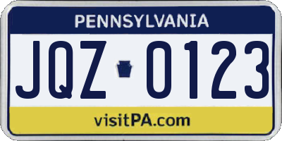 PA license plate JQZ0123