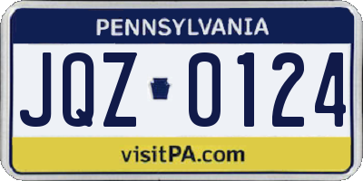 PA license plate JQZ0124