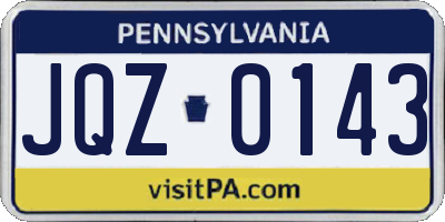 PA license plate JQZ0143
