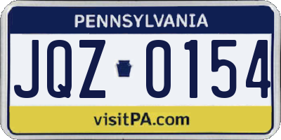 PA license plate JQZ0154