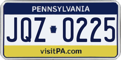 PA license plate JQZ0225