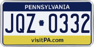 PA license plate JQZ0332