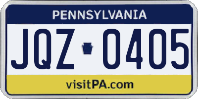 PA license plate JQZ0405