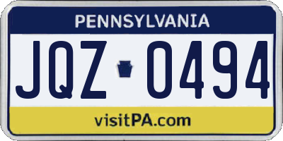 PA license plate JQZ0494