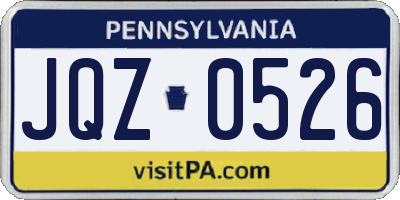 PA license plate JQZ0526