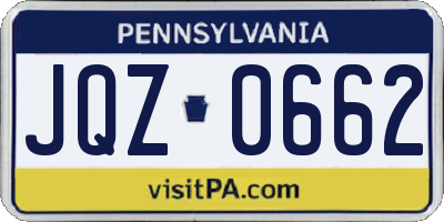 PA license plate JQZ0662