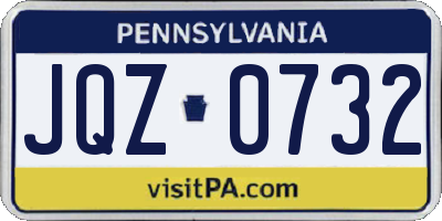 PA license plate JQZ0732