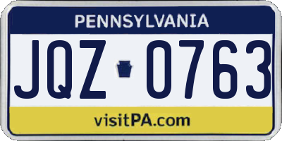 PA license plate JQZ0763