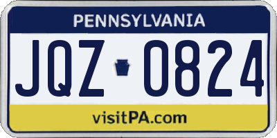 PA license plate JQZ0824
